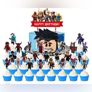 (2) Roblox 25 piece cake/cupcake topper set